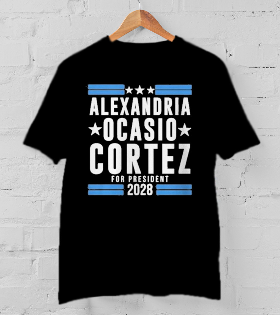 Alexandria Ocasio Cortez For President 2028 Stars Stripes Campaign T-Shirt