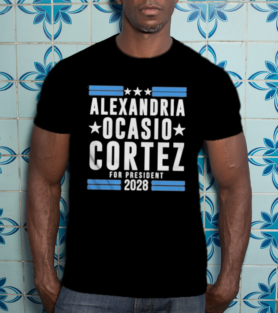 Alexandria Ocasio Cortez For President 2028 Stars Stripes Campaign T-Shirt