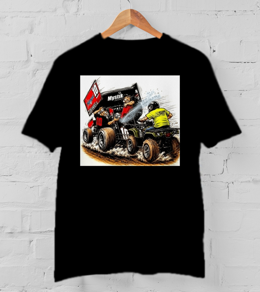 ATV Racing Action With Mystik Lubricants Dirt Track Riders Off Road Racing Vehicles And Hampel 65 Speed Shop T-Shirt