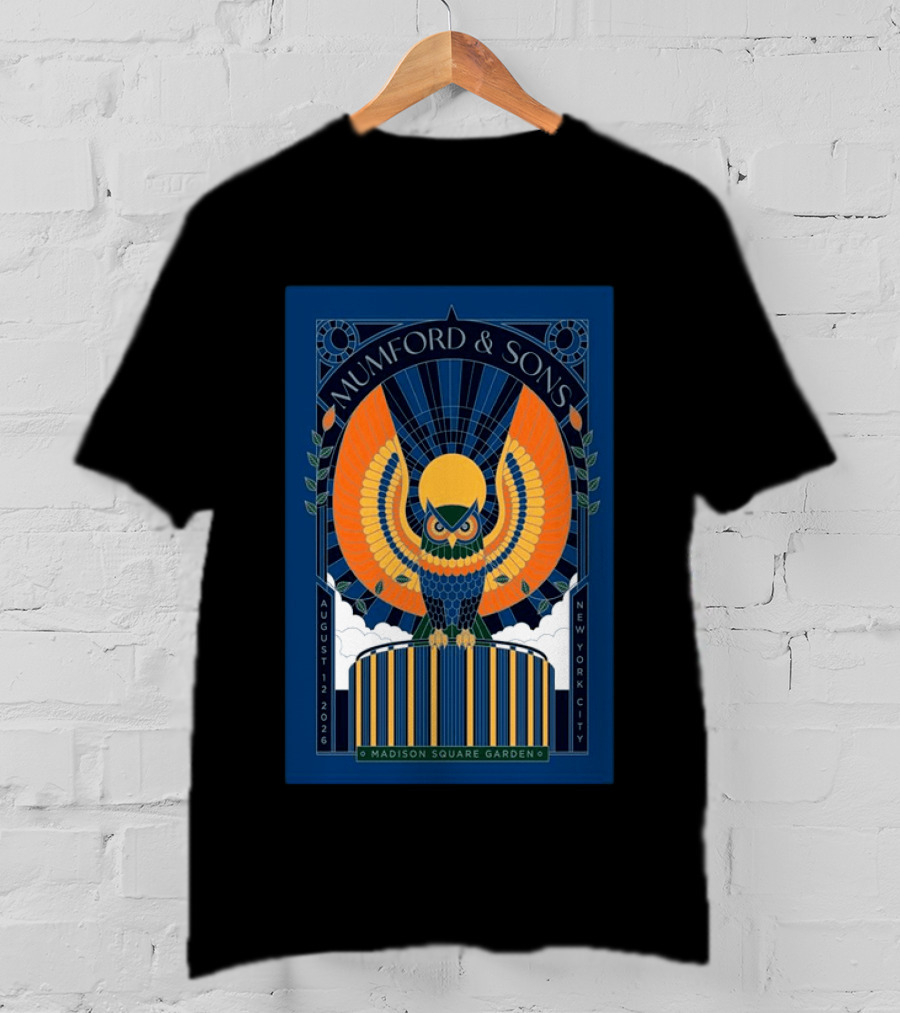 Mumford & Sons New York City August 12 2026 Madison Square Garden Owl T-Shirt