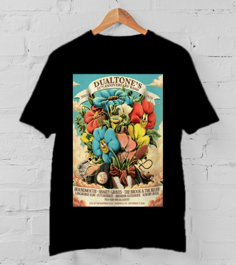 Dualtone's 25th Anniversary Bash September 17, 2026 Nashville Featuring Shakey Graves And The Brook & The Bluff T-Shirt
