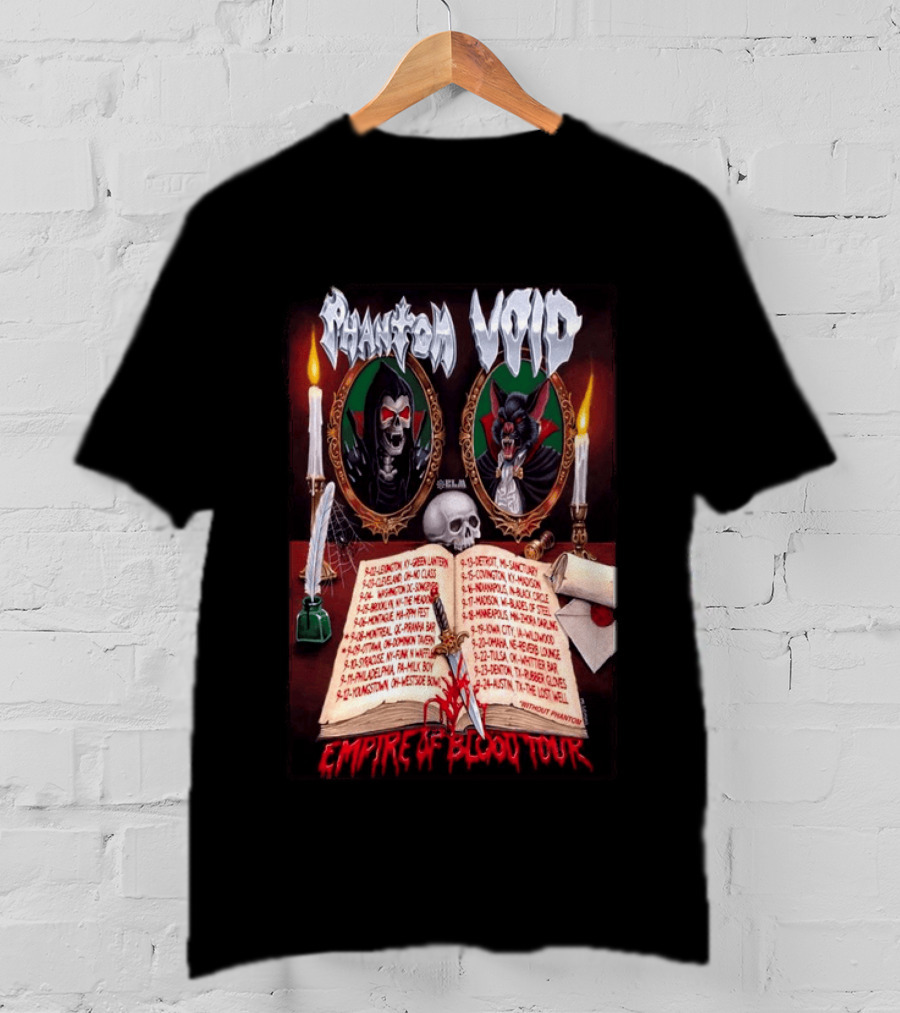 Phantom VOID 2026 Empire Of Blood Tour Dates And Locations Featuring Vampire Imagery And Candles T-Shirt