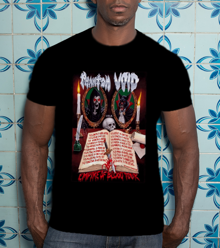 Phantom VOID 2026 Empire Of Blood Tour Dates And Locations Featuring Vampire Imagery And Candles T-Shirt