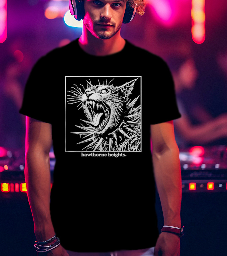 Hawthorne Heights Spiked Collar Cat Punk T-Shirt