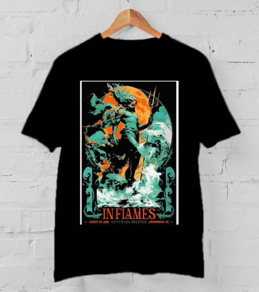 In Flames Göteborg Brinner August 22 2026 Poseidon Trident Concert Event Gothenburg SE T-Shirt