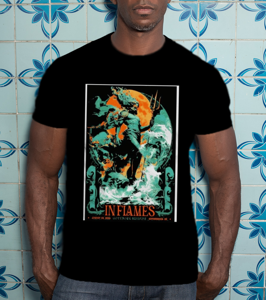 In Flames Göteborg Brinner August 22 2026 Poseidon Trident Concert Event Gothenburg SE T-Shirt