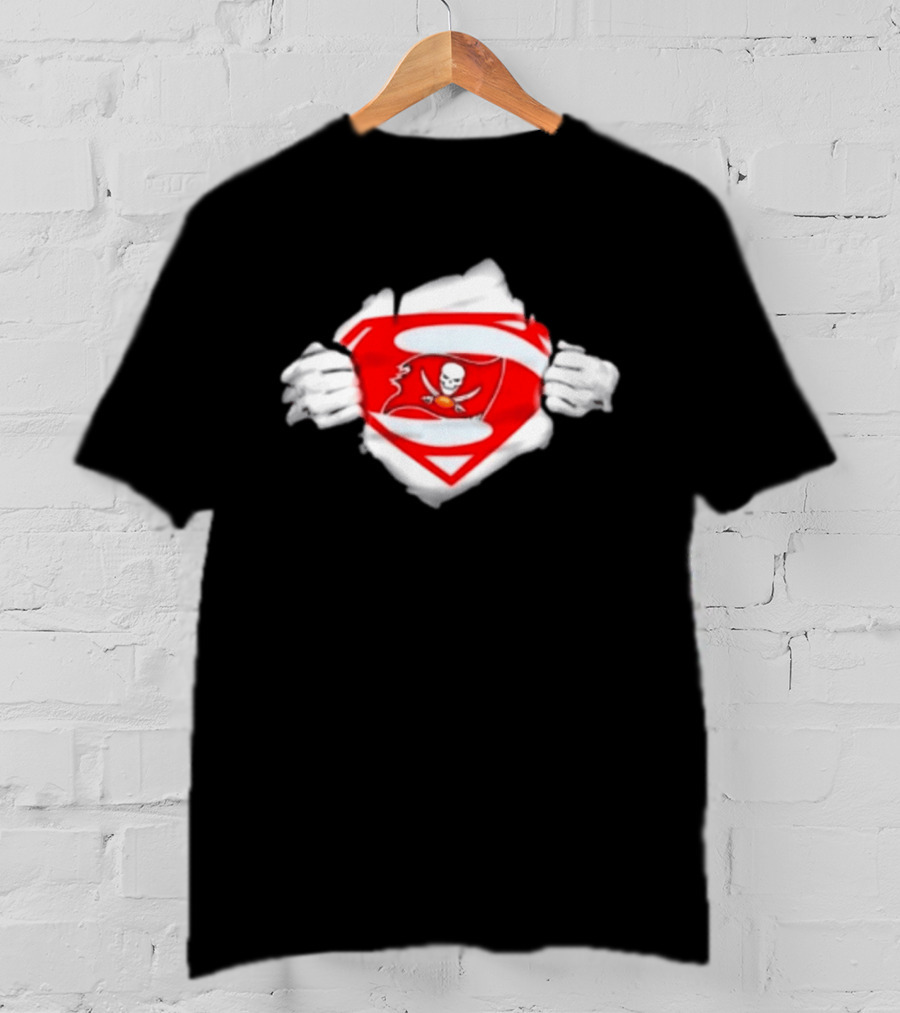 Tampa Bay Buccaneers Superpower Fan Symbol With Skulls Football Superman T-Shirt