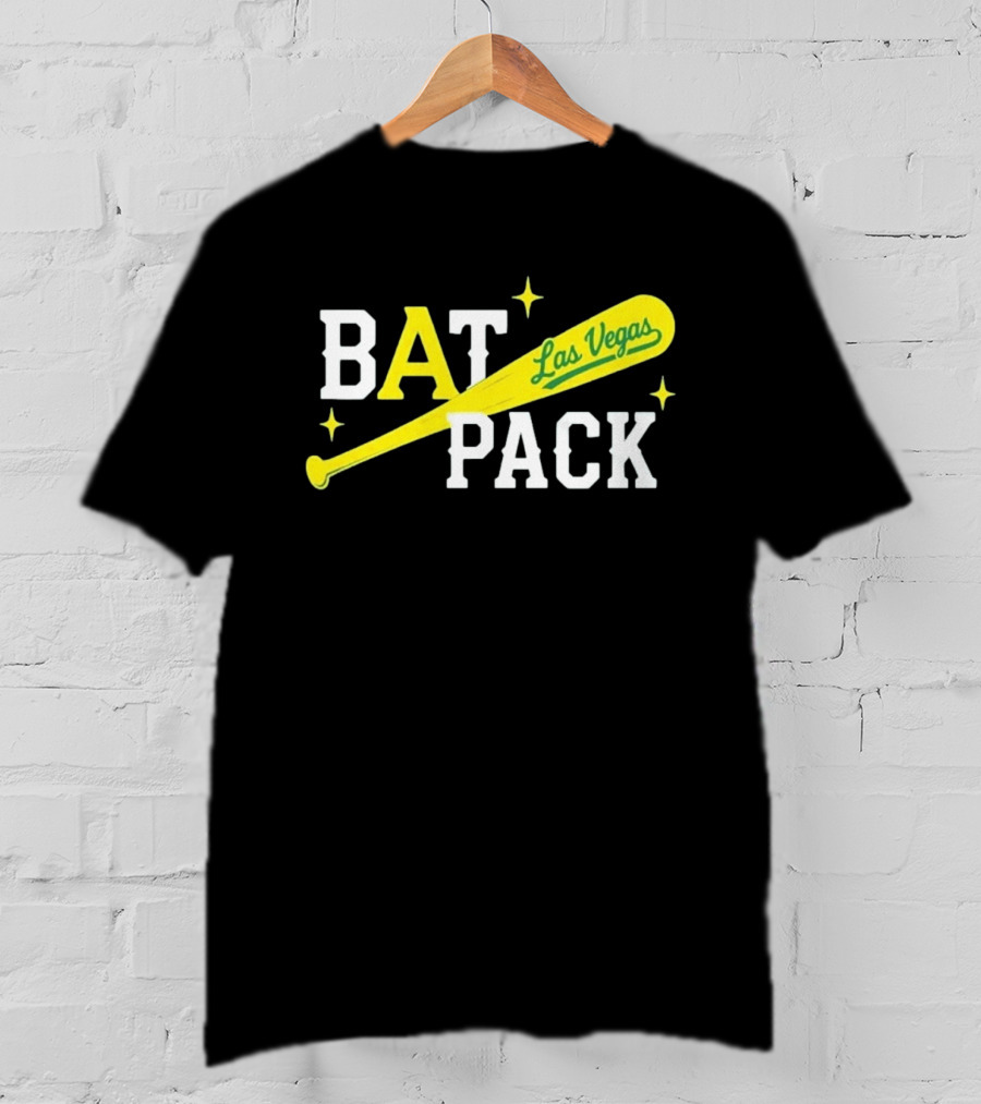 Las Vegas Bat Pack Yellow Baseball Bat Logo With Stars T-Shirt