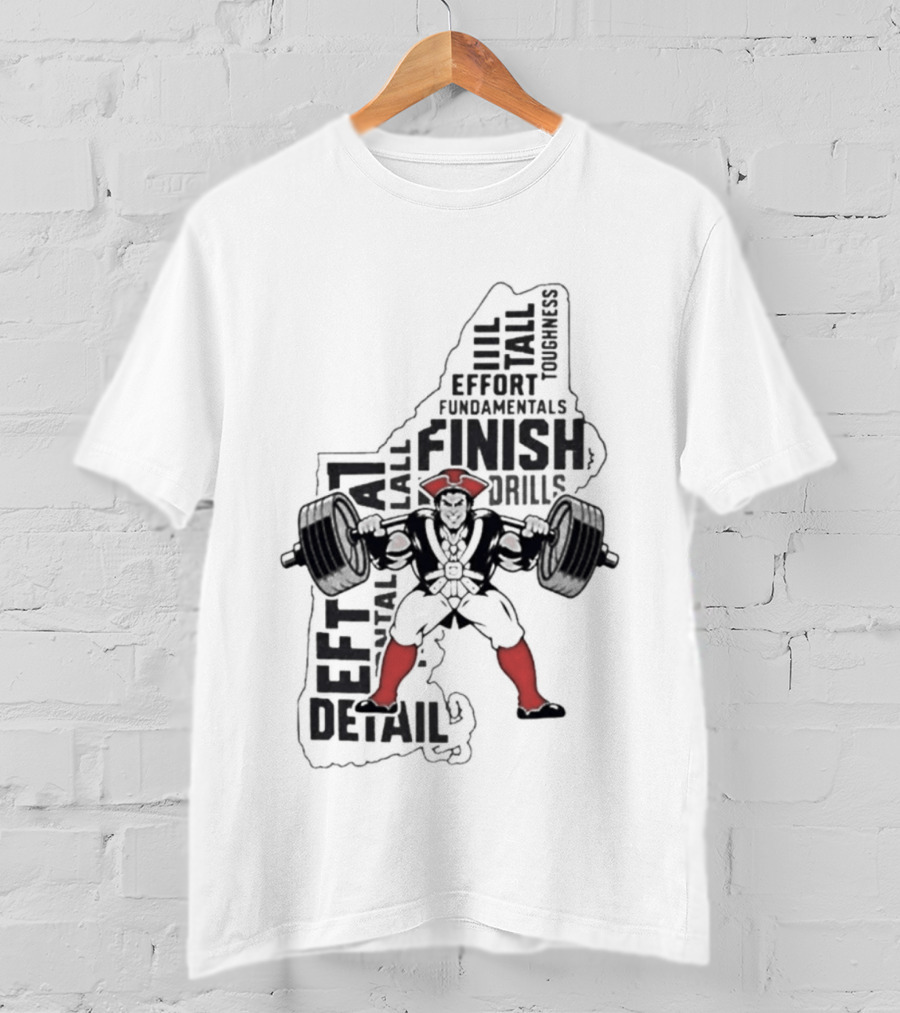 Pat Patriot Colonial Barbell Finish Drill Effort Detail T-Shirt