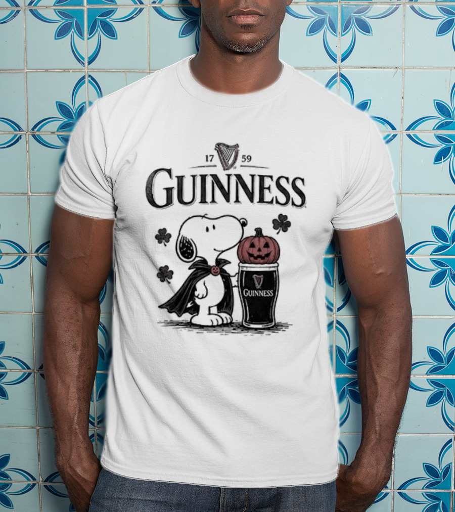 Guinness Snoopy Halloween Vampire Dark Brew Pumpkin T-Shirt