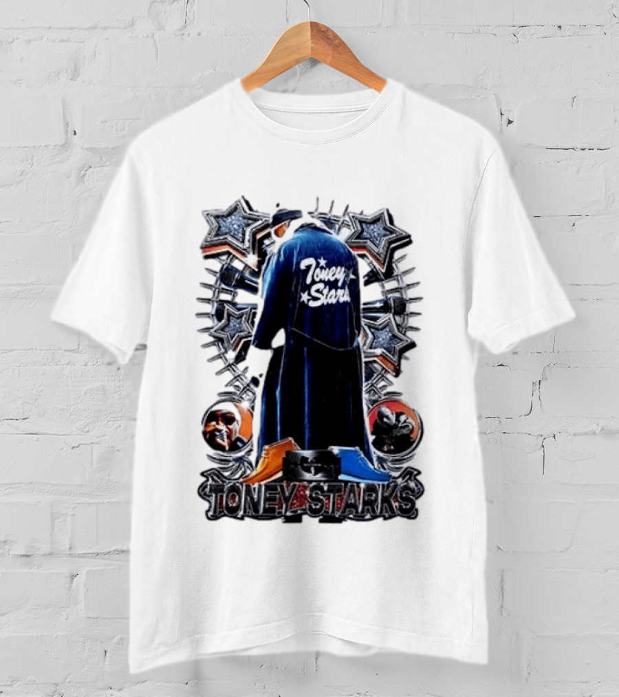 Toney Starks Blue Coat Star Motif Back Cover Art With Big Pun T-Shirt