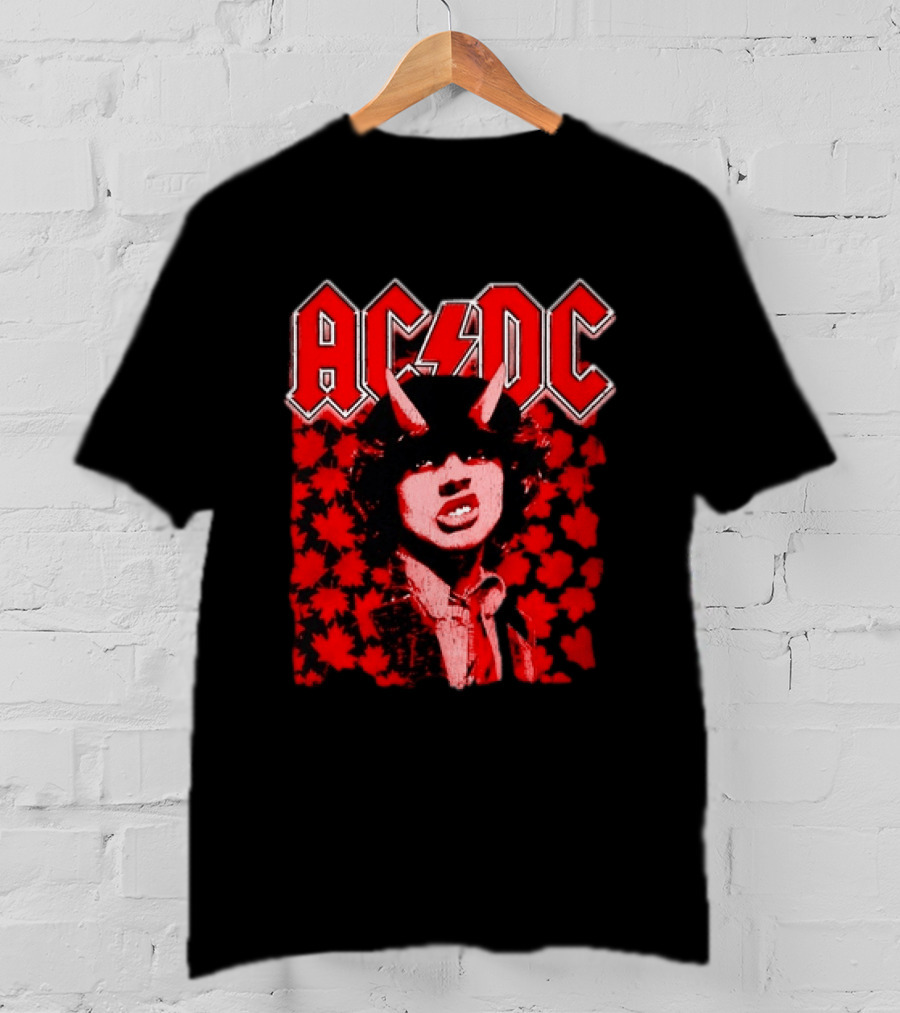 AC DC Pwr Up Canada 2026 Tour Rock Band Maple Leaf T-Shirt