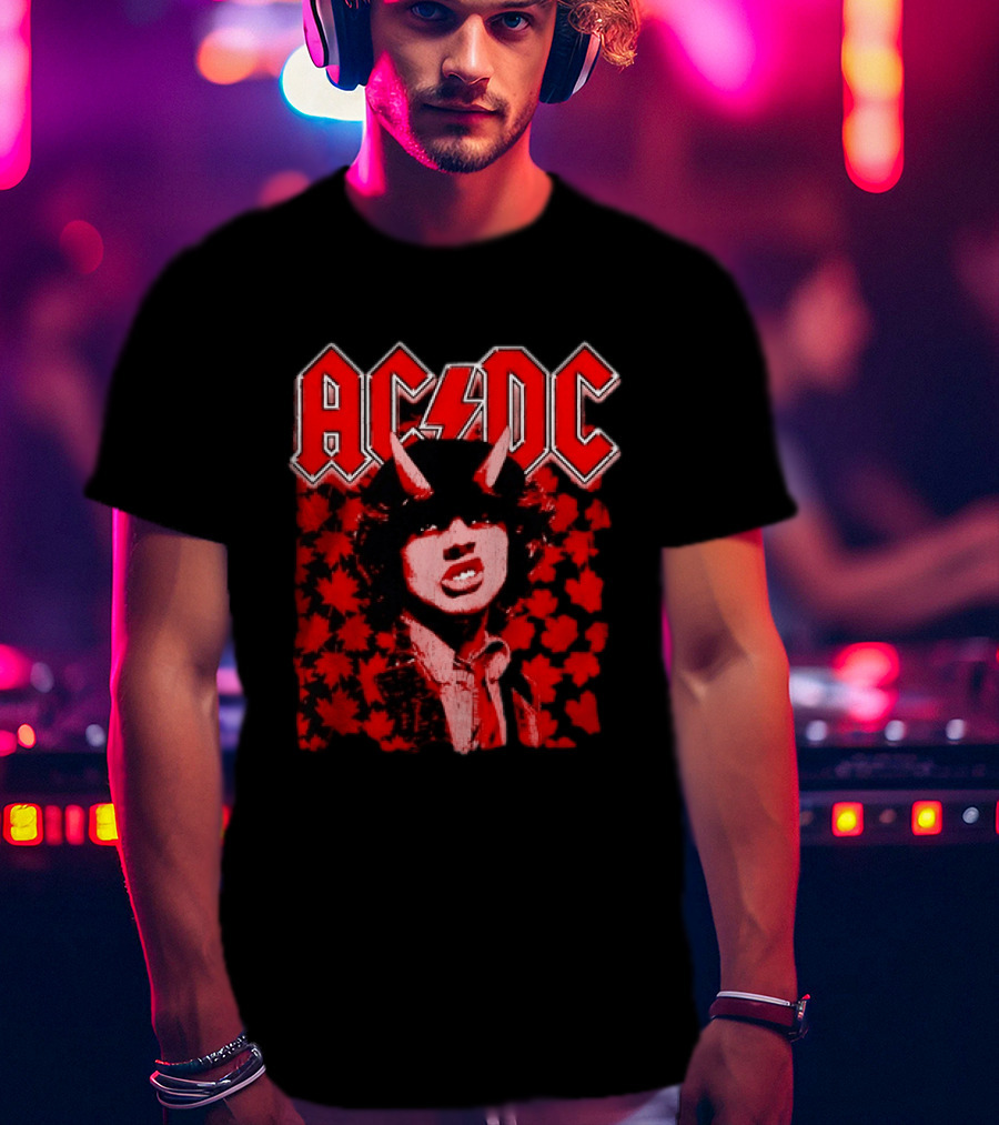 AC DC Pwr Up Canada 2026 Tour Rock Band Maple Leaf T-Shirt