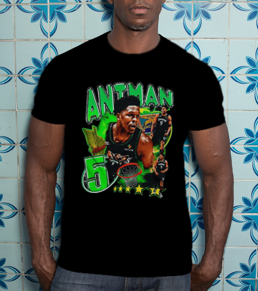 ANITMAN 5 Anthony Edwards Minnesota Timberwolves Welcome To Minnesota T-Shirt