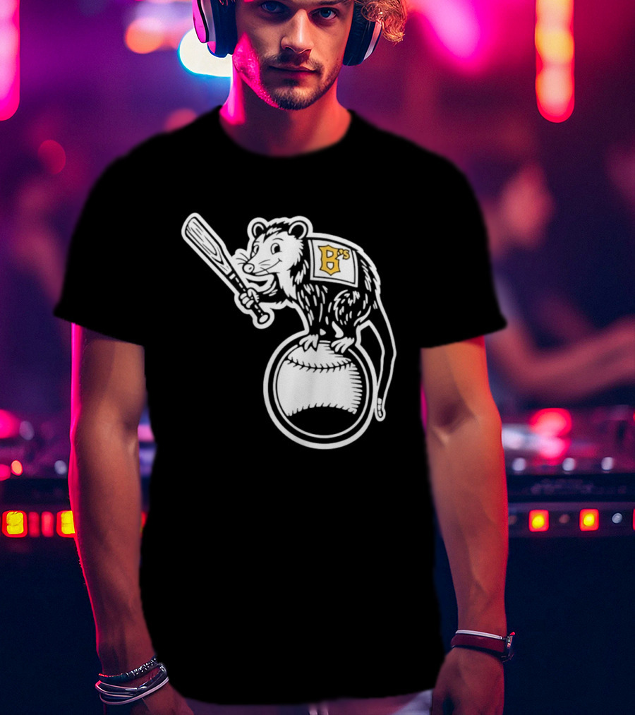 B's Baseball Opossum Batting On Ball T-Shirt
