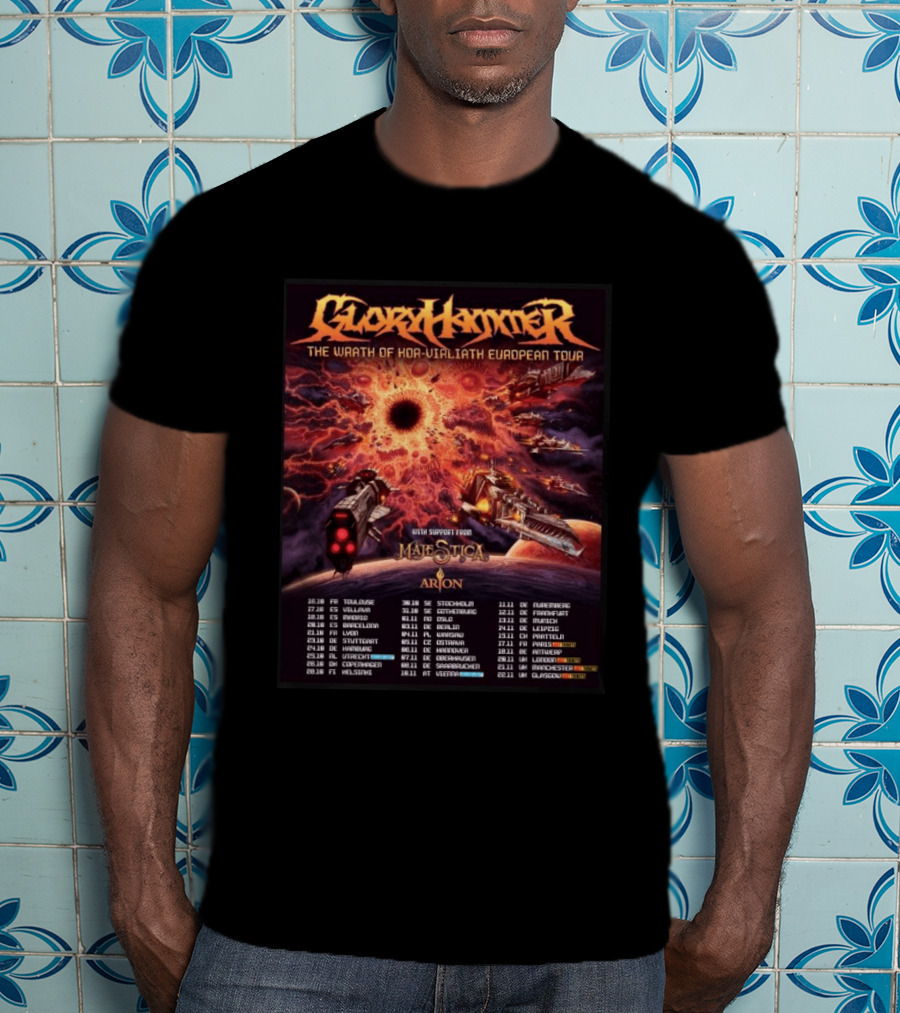 Gloryhammer The Wrath Of Kor Virliath European Tour Dates With Support From Majestica Arion T-Shirt