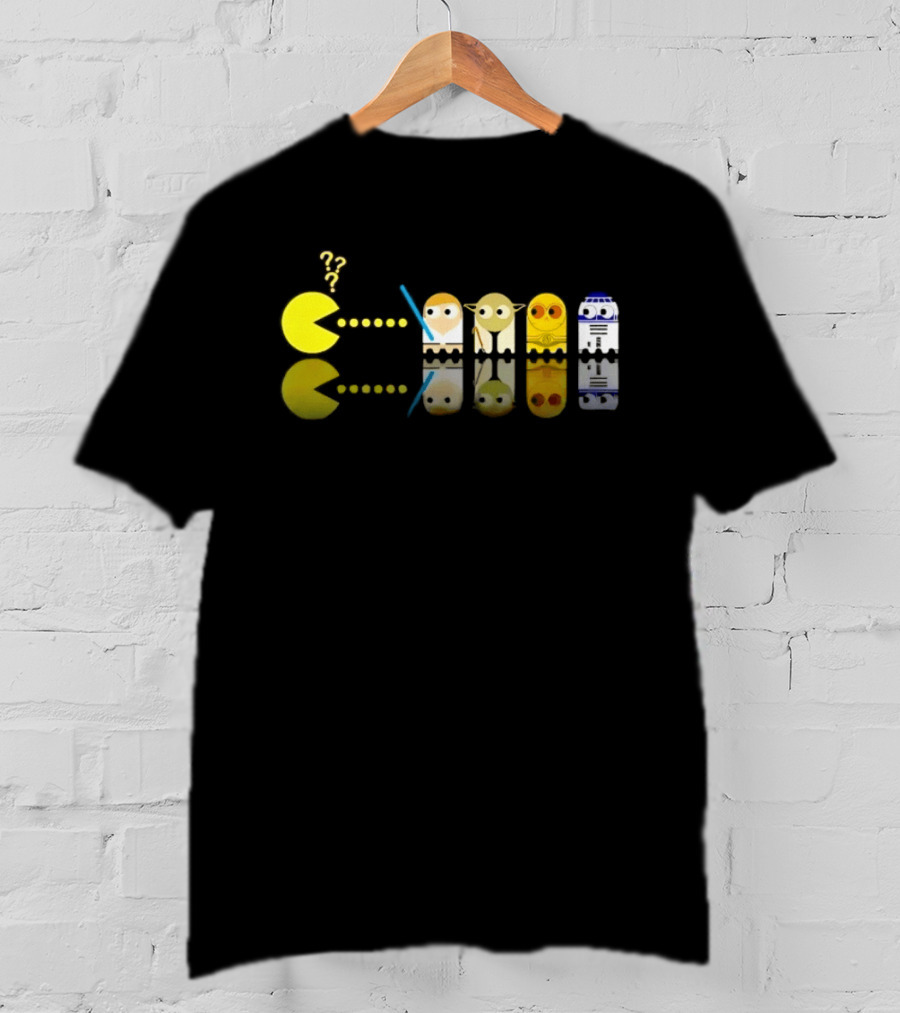 Pac Man Star Wars Crossover Luke Skywalker Yoda R2D2 T-Shirt