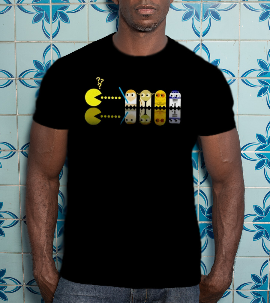 Pac Man Star Wars Crossover Luke Skywalker Yoda R2D2 T-Shirt