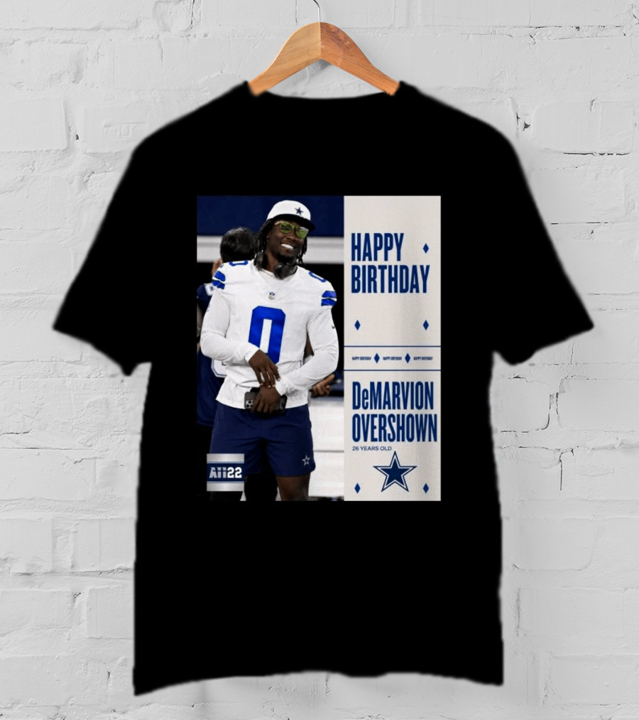Happy Birthday DeMarvion Overshown 26 Years Old Dallas Cowboys Linebacker Celebration T-Shirt