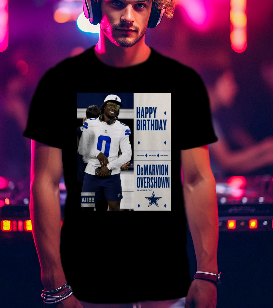 Happy Birthday DeMarvion Overshown 26 Years Old Dallas Cowboys Linebacker Celebration T-Shirt