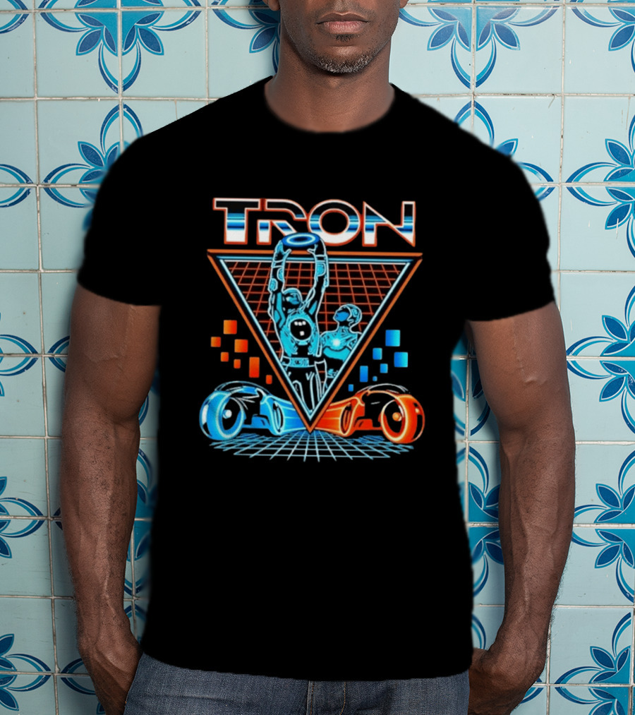 Tron Light Cycle Grid Sci Fi 80s Movie Characters And Iconic Vehicles T-Shirt