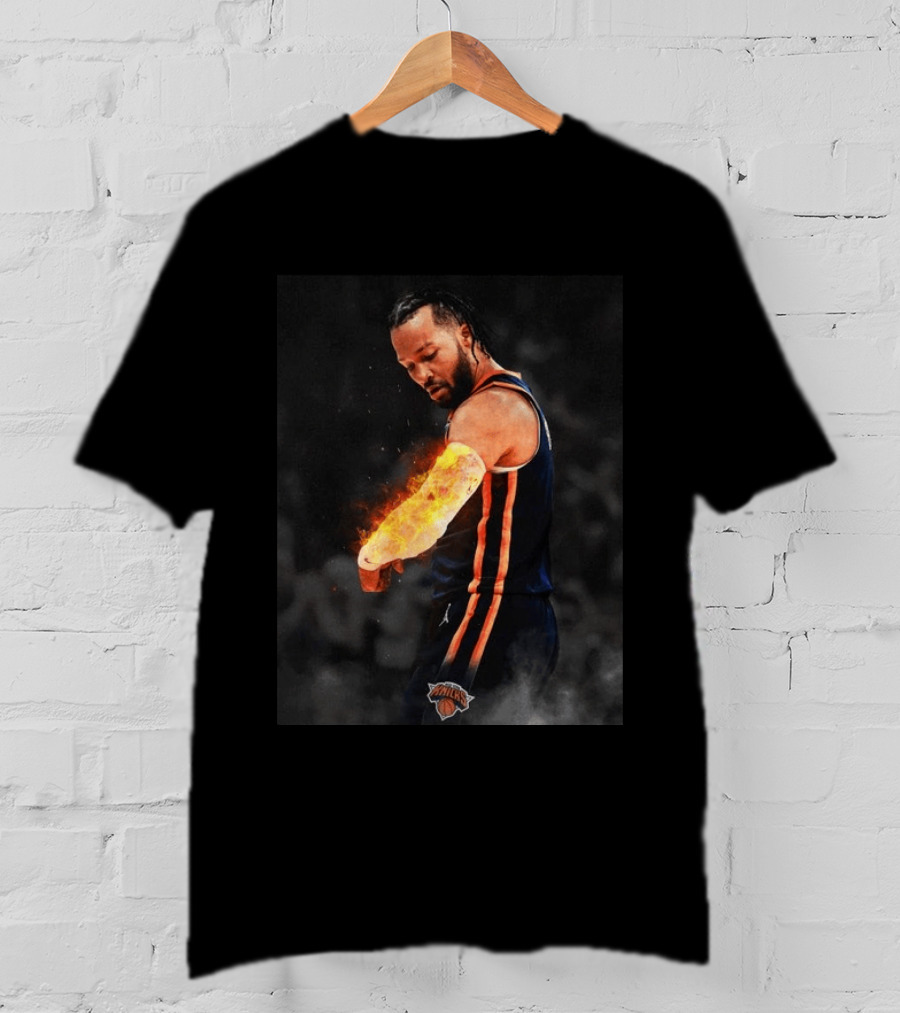 Happy International Lefthanders Day Jalen Brunson Knicks Player Flaming Arm T-Shirt