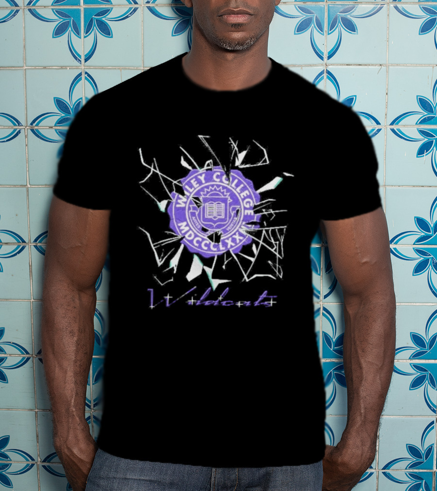 Wiley College Wildcats Seal Shattered Glass MDCCCXLII T-Shirt