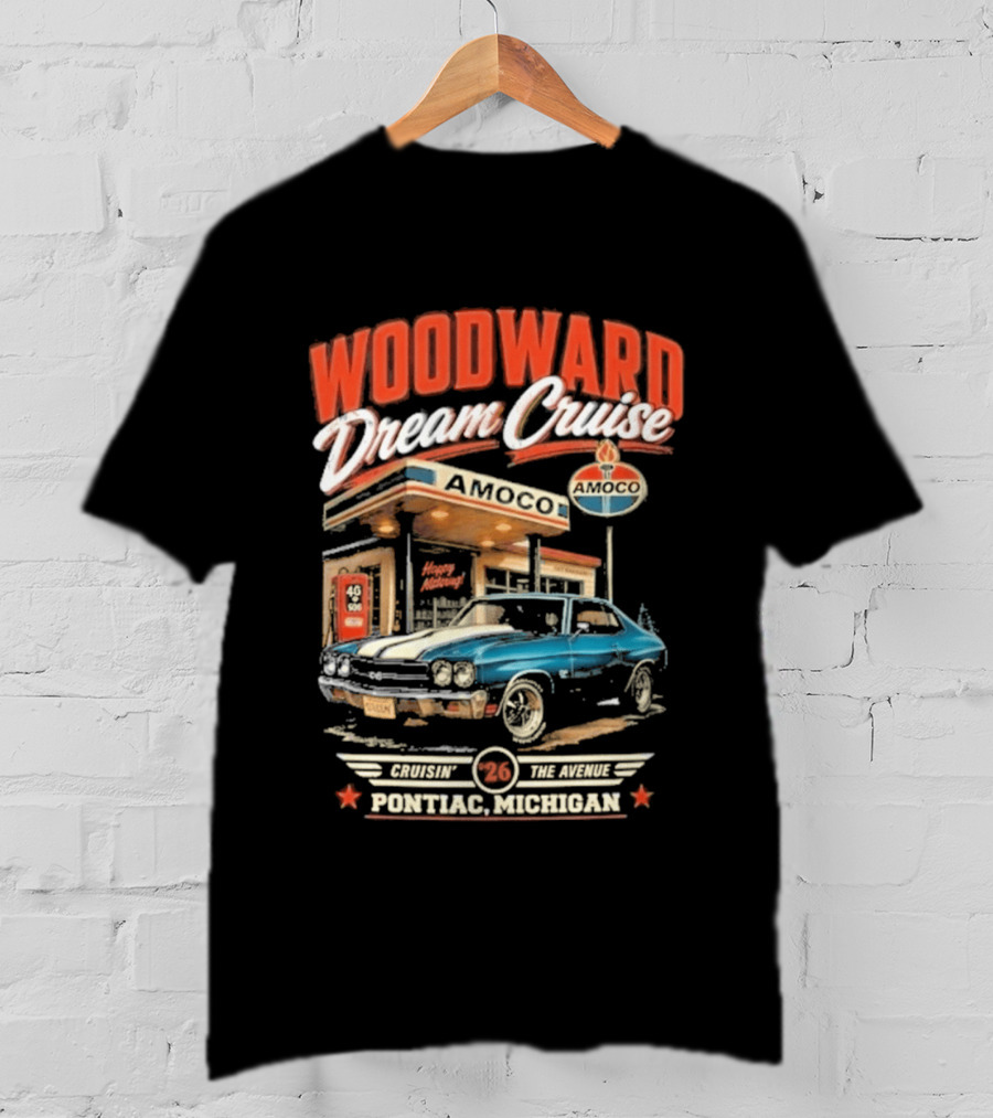 Woodward Dream Cruise Pontiac Michigan Amoco Service Station Classic Car T-Shirt