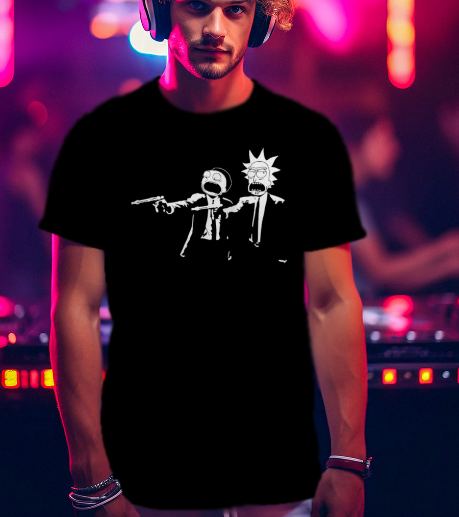Rick And Morty Pulp Fiction Crossover Adult Swim T-Shirt
