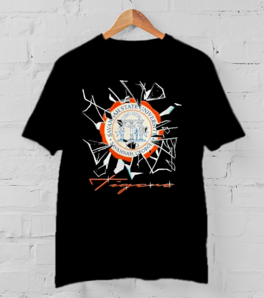 Savannah State University Seal Tigers Shattered Glass T-Shirt