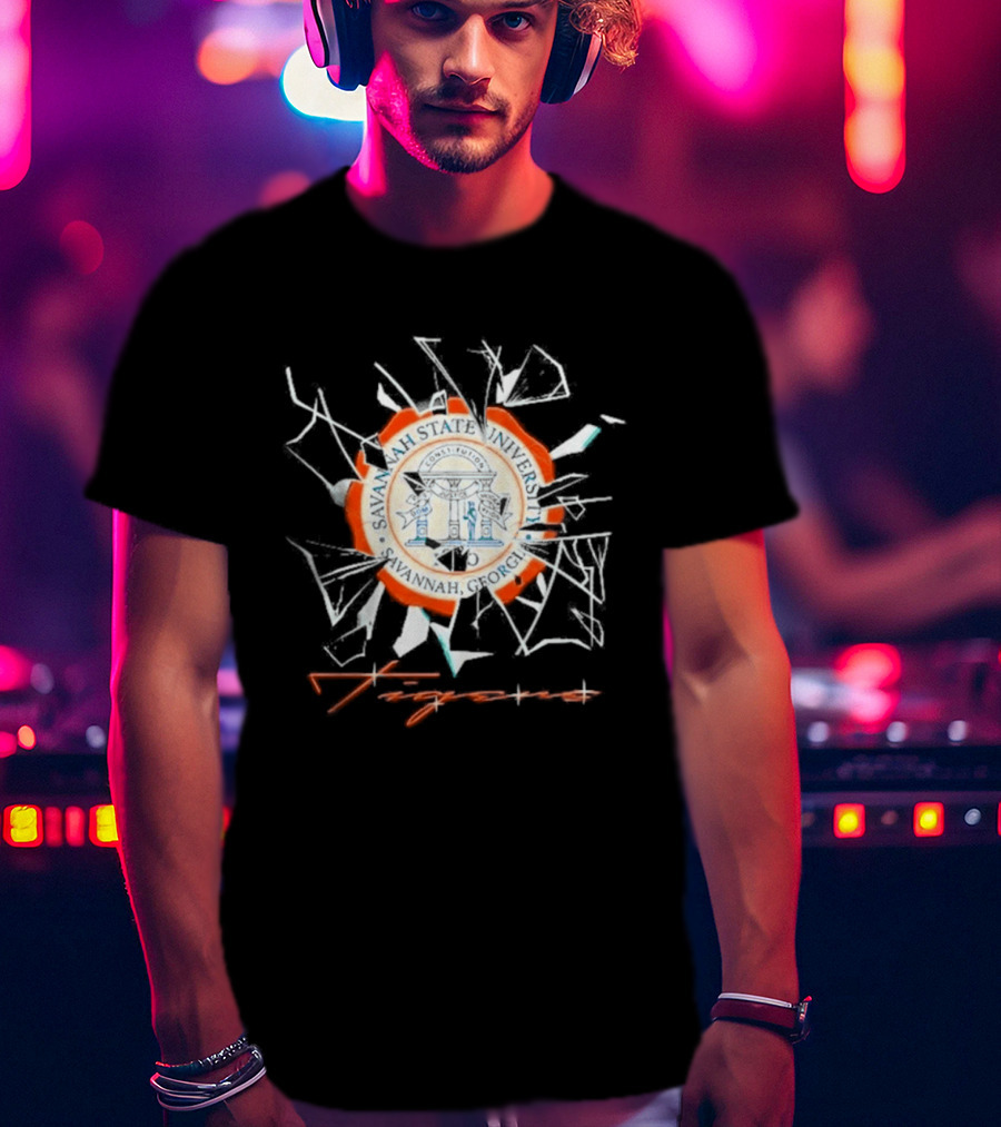 Savannah State University Seal Tigers Shattered Glass T-Shirt