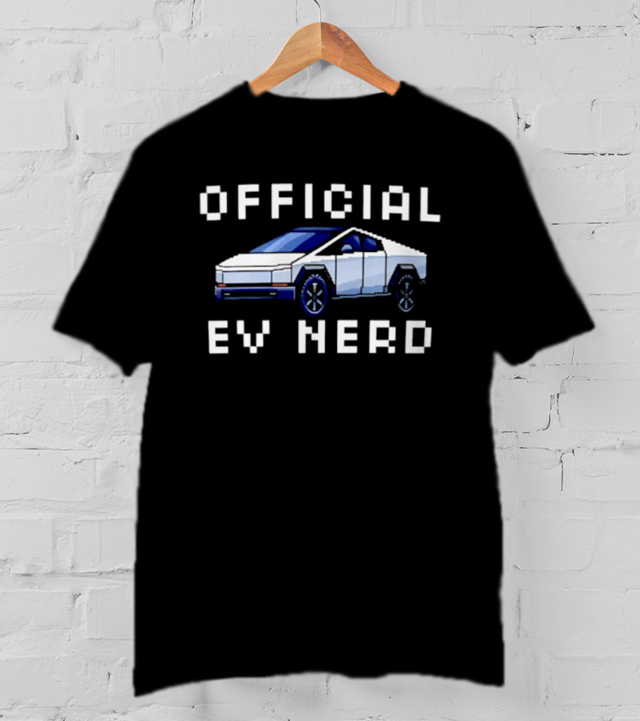 Official Ev Nerd Cybertruck Pixel Tesla T-Shirt