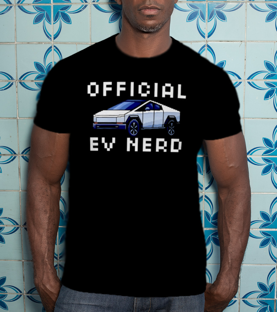 Official Ev Nerd Cybertruck Pixel Tesla T-Shirt