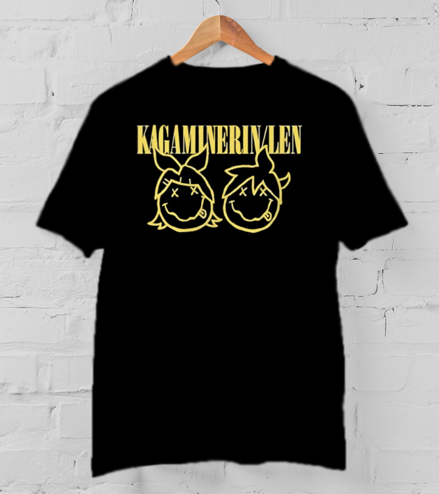 Kagamine Rin Len Smiley Face Vocaloid Icons Yellow T-Shirt