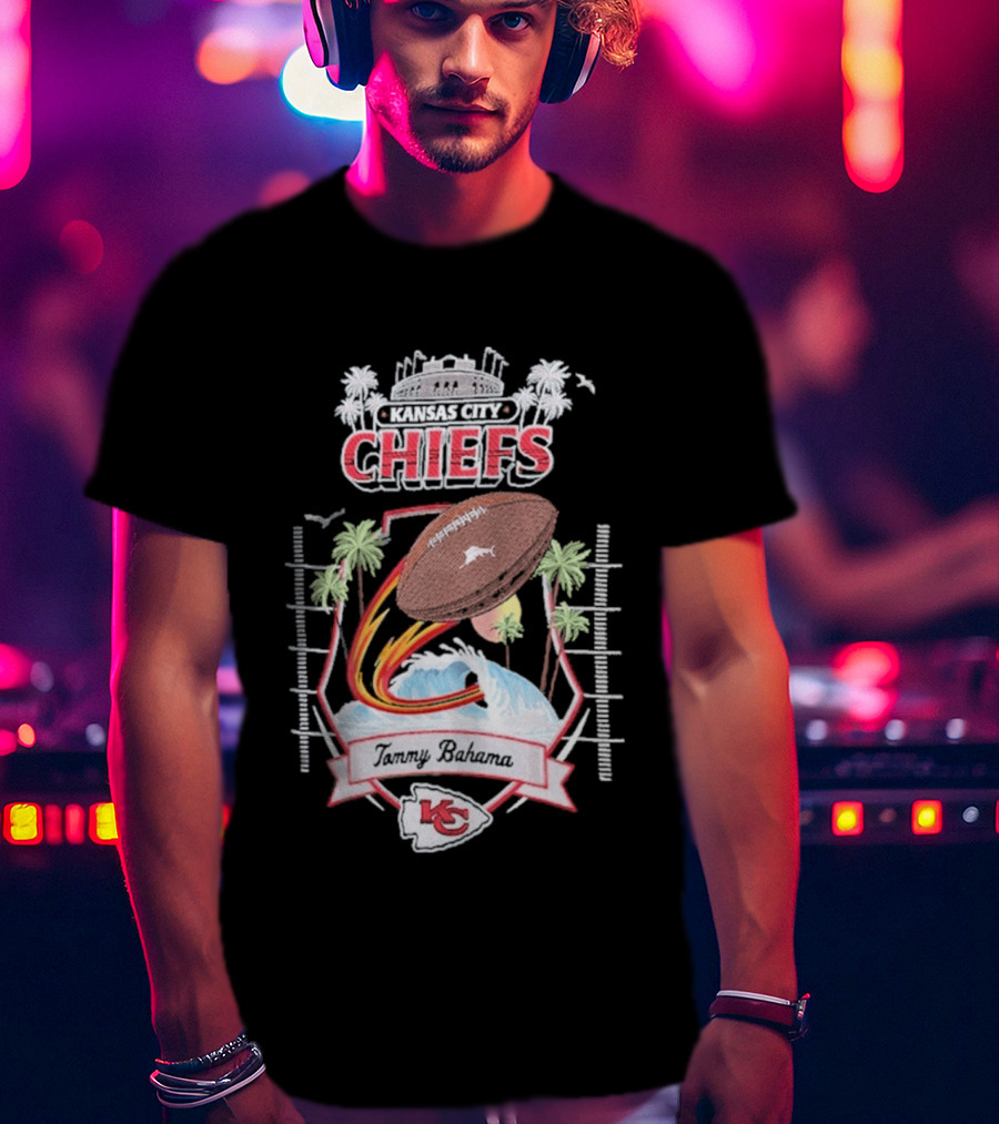 Kansas City Chiefs Tommy Bahama Tidal Kickoff Camp Football Palms T-Shirt