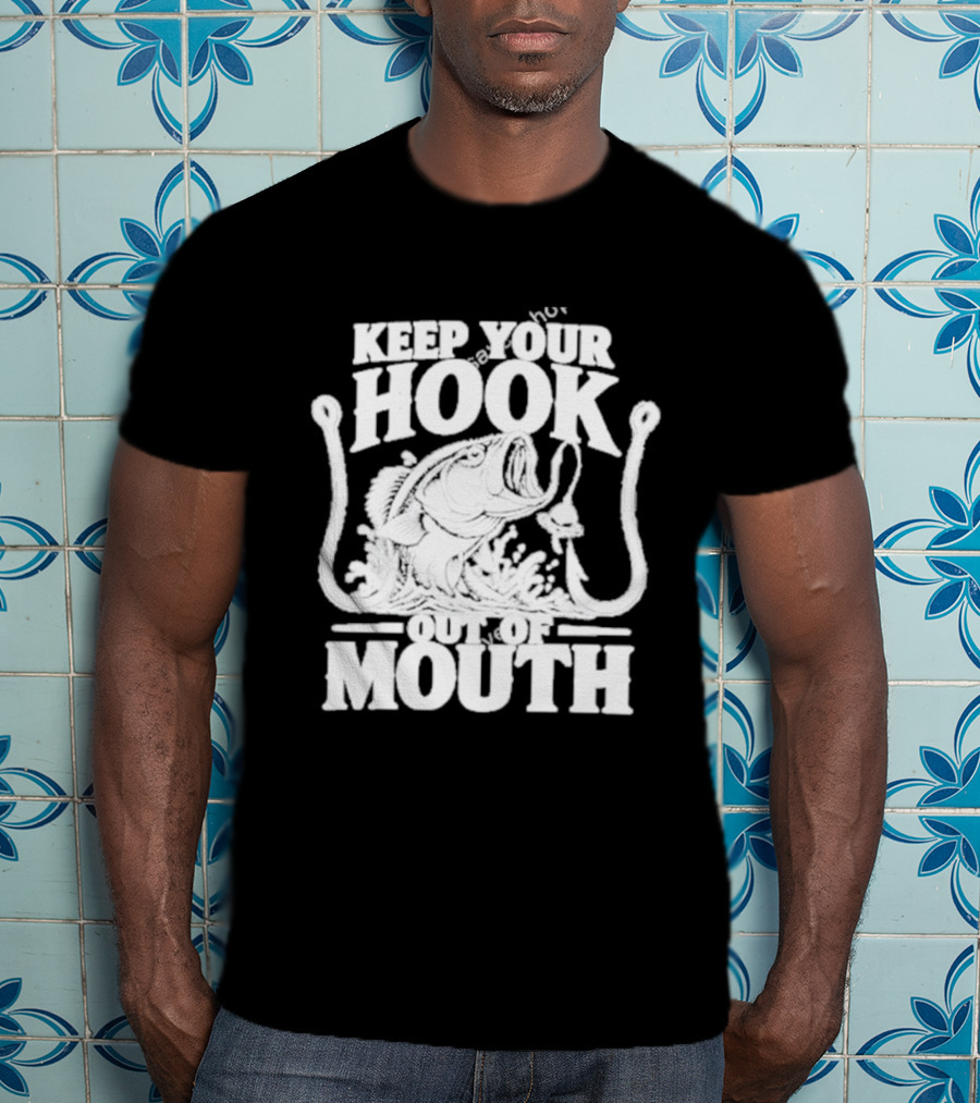 Keep Your Hook Out Of Mouth Bass Angling Water Splash Distressed T-Shirt