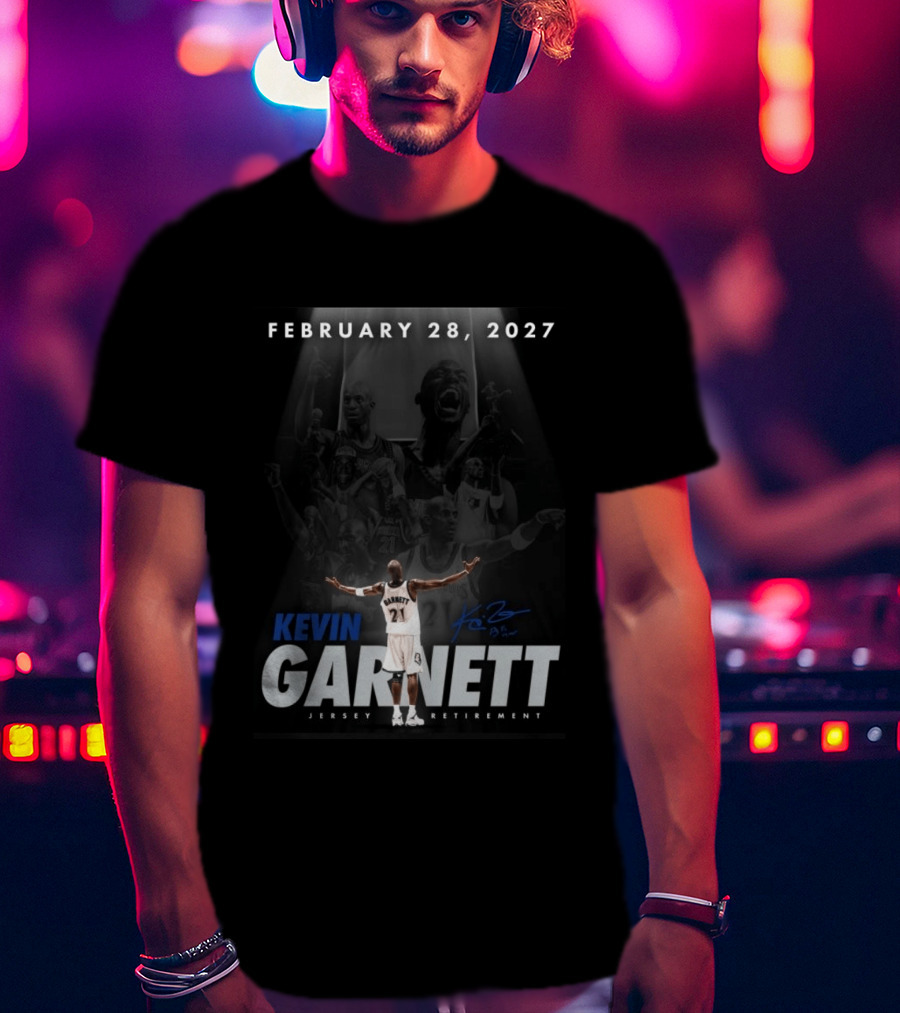 Kevin Garnett February 28 2027 Jersey Retirement T-Shirt