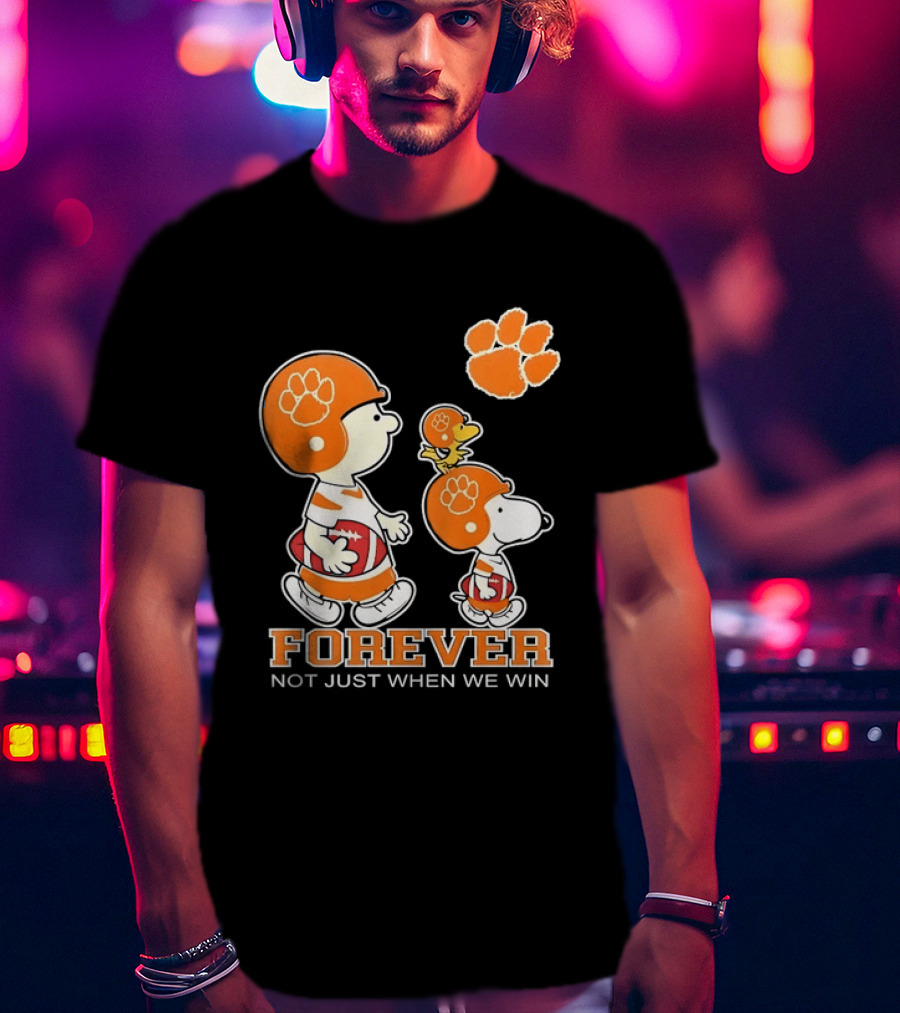 Snoopy Woodstock Charlie Brown Clemson Tigers Forever Not Just When We Win T-Shirt