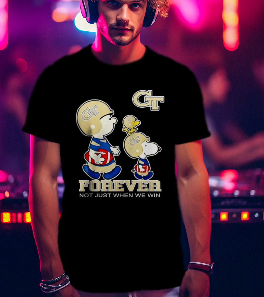 Snoopy Woodstock Charlie Brown Georgia Tech Yellow Jackets Forever Not Just When We Win T-Shirt