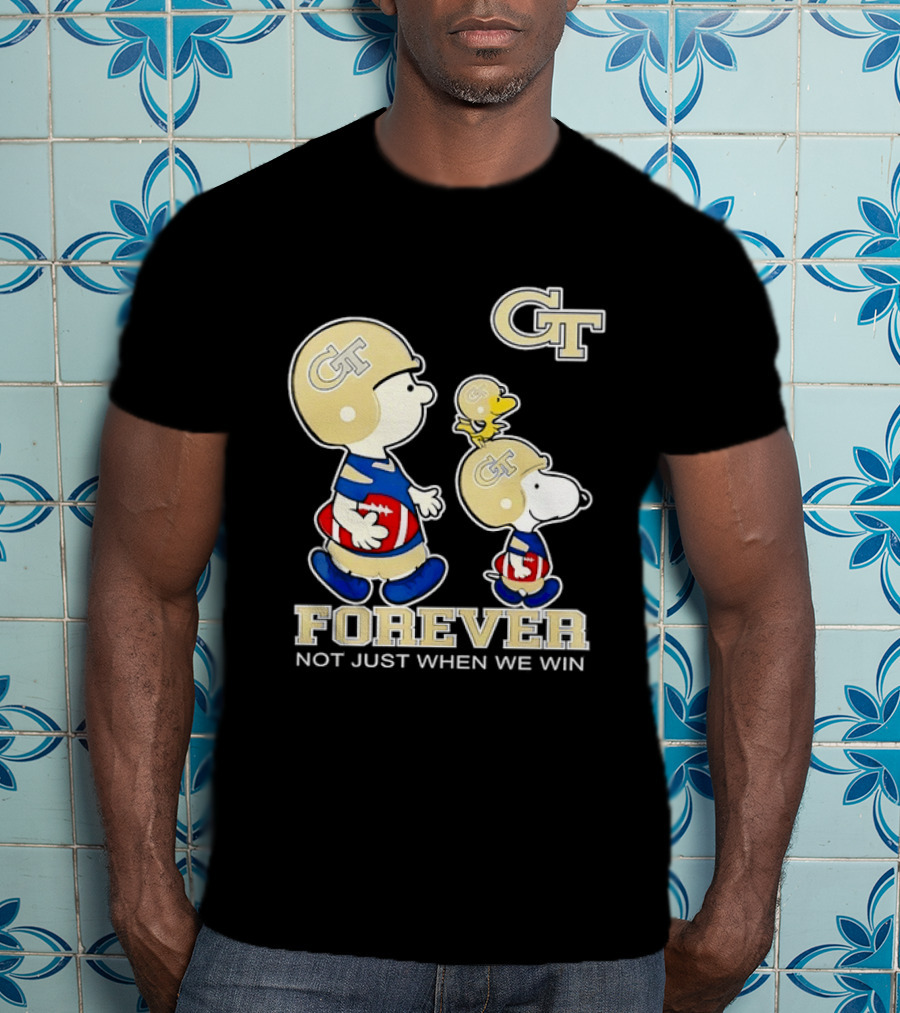 Snoopy Woodstock Charlie Brown Georgia Tech Yellow Jackets Forever Not Just When We Win T-Shirt