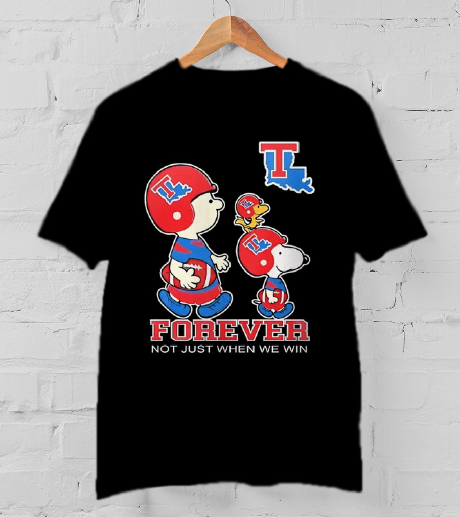 Charlie Brown Snoopy Woodstock Louisiana Tech Bulldogs Forever Not Just When We Win T-Shirt