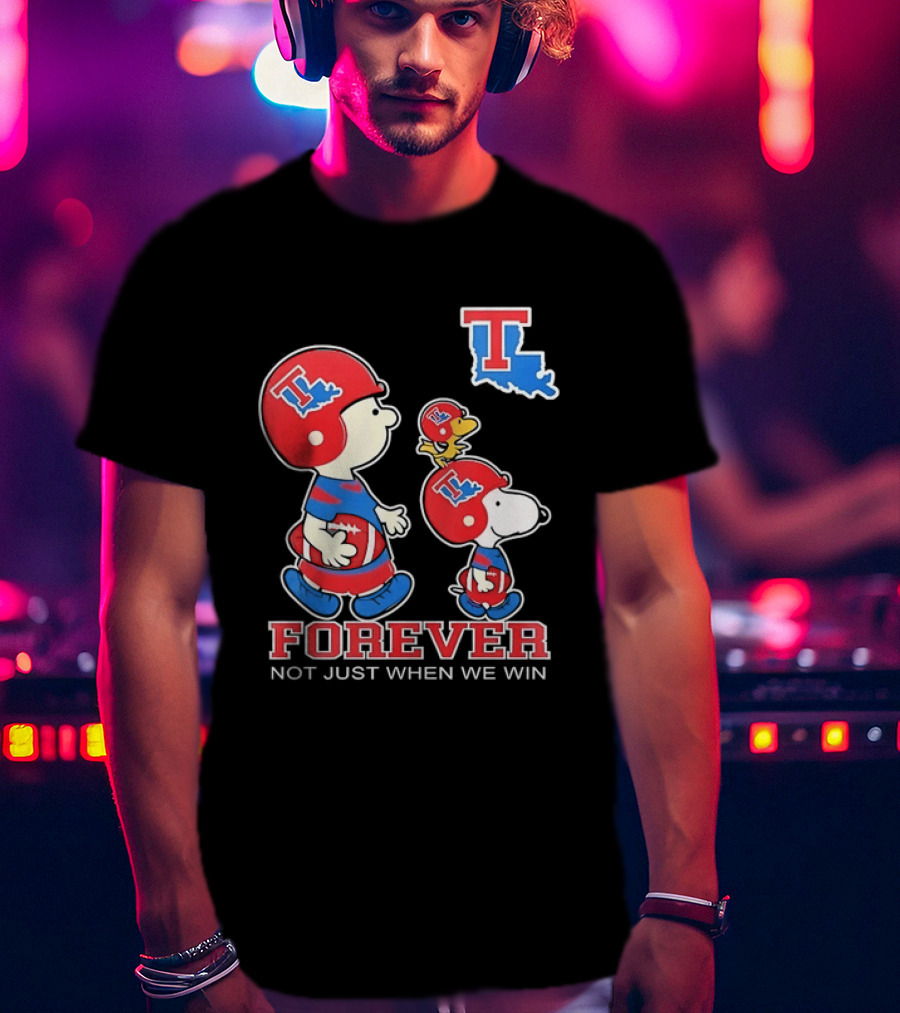 Charlie Brown Snoopy Woodstock Louisiana Tech Bulldogs Forever Not Just When We Win T-Shirt