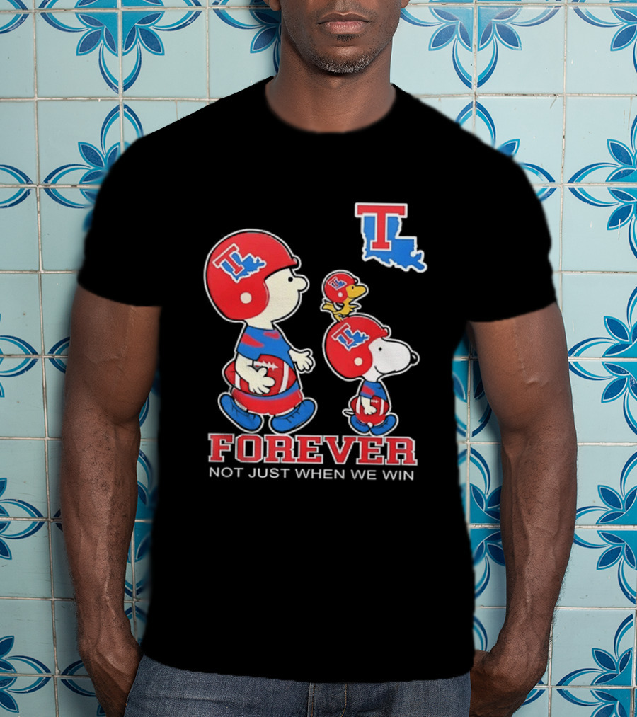 Charlie Brown Snoopy Woodstock Louisiana Tech Bulldogs Forever Not Just When We Win T-Shirt