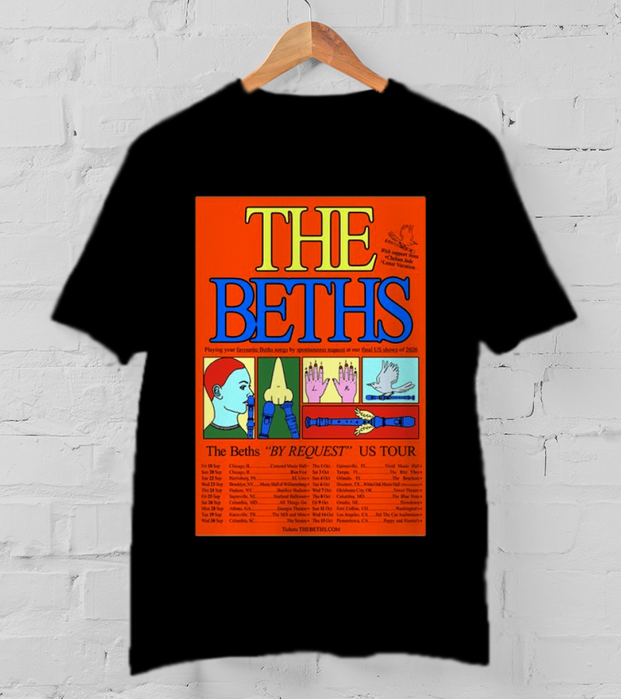 The Beths By Request US Tour 2026 Final Shows With Hands And Musical Notes T-Shirt