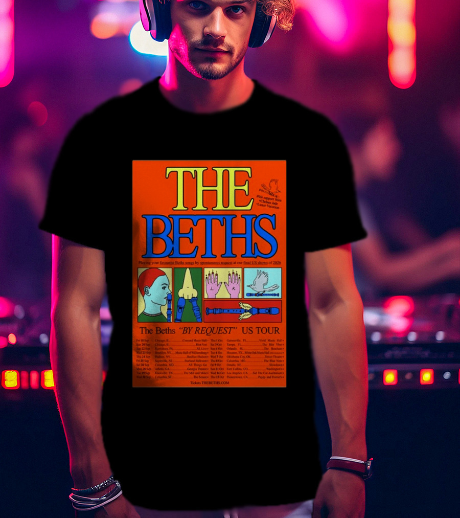 The Beths By Request US Tour 2026 Final Shows With Hands And Musical Notes T-Shirt