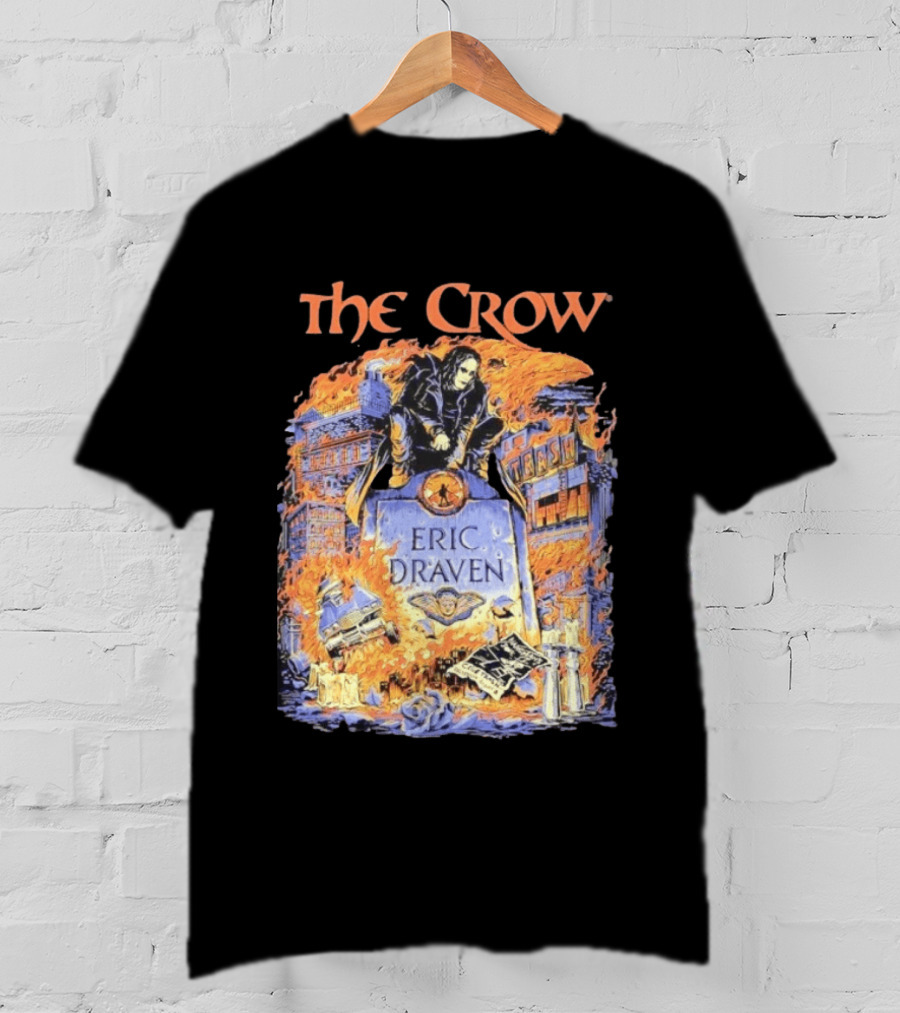 The Crow Eric Draven Devil's Night Trash City Buildings Flames T-Shirt