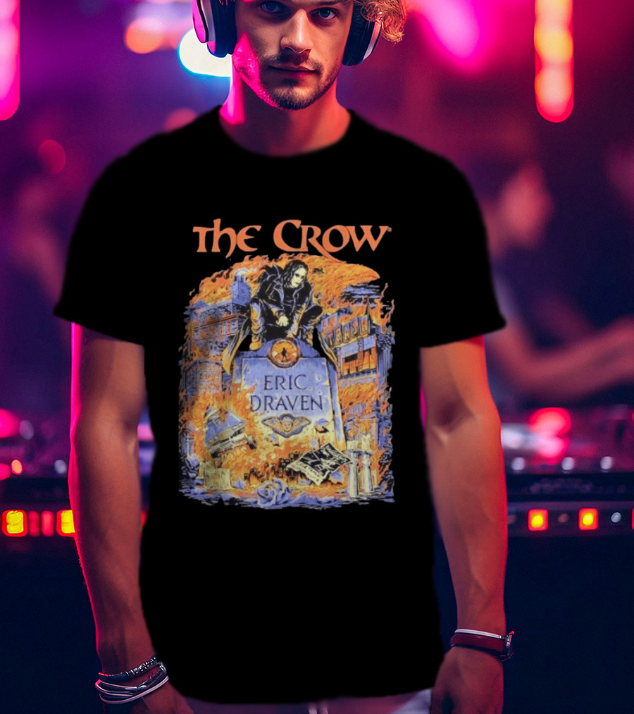 The Crow Eric Draven Devil's Night Trash City Buildings Flames T-Shirt