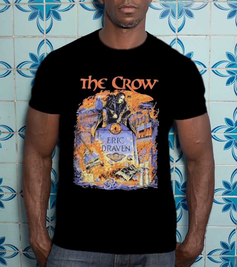The Crow Eric Draven Devil's Night Trash City Buildings Flames T-Shirt