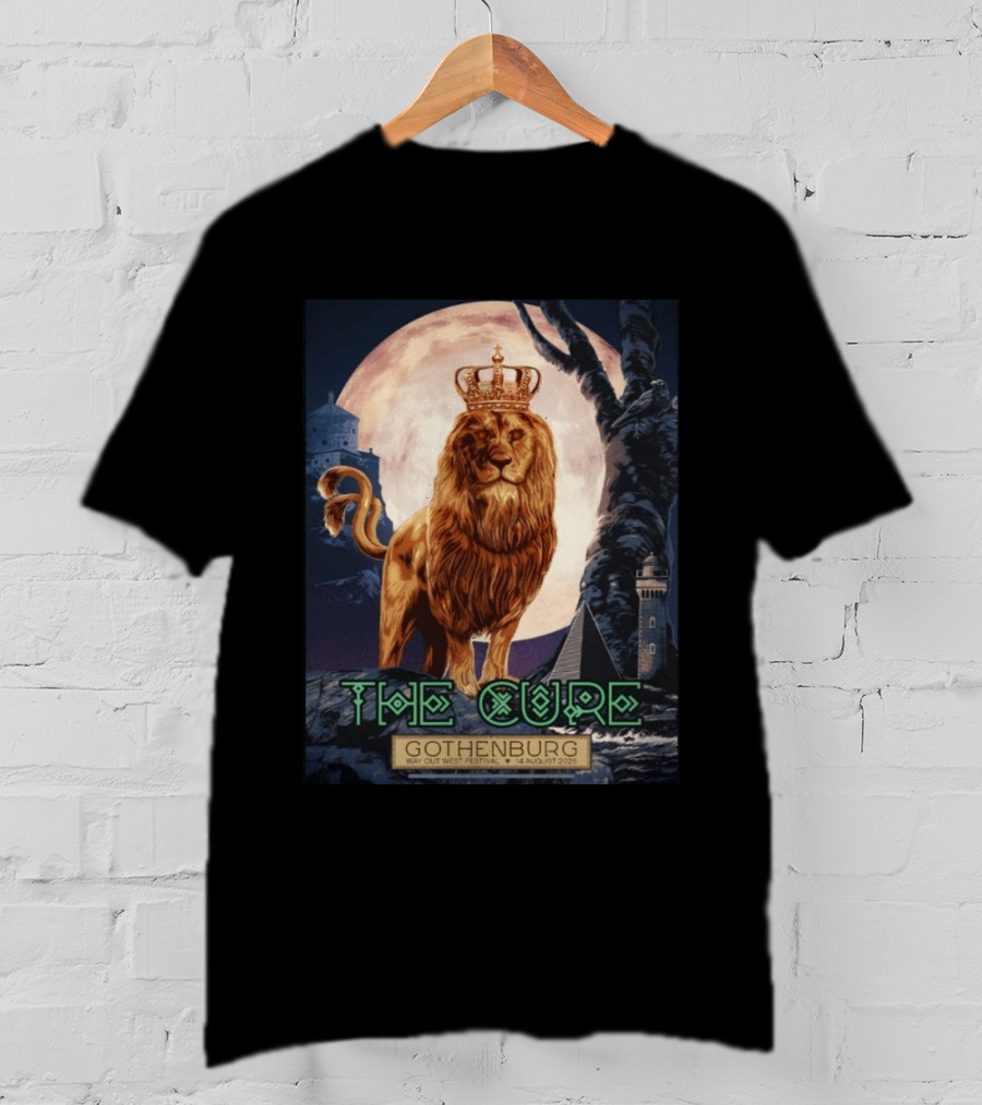 The Cure Gothenburg Way Out West Festival August 14 2026 Limited Edition Lion Crown Full Moon T-Shirt