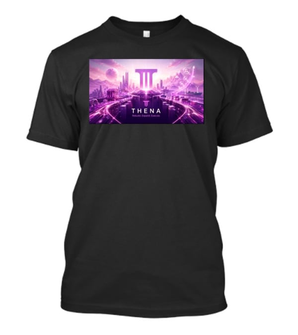 Thena Rebuild Expand Execute Futuristic Cityscape With Purple Skyline And Skyscrapers T-Shirt